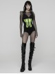 Black Green Non-Stretch Twill Slim Fit Armor Splicing Design CyberPunk Style Corset
