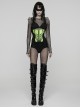 Black Green Non-Stretch Twill Slim Fit Armor Splicing Design CyberPunk Style Corset