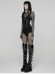 Black Non-Stretch Twill Armor Splicing Design Slim Fit CyberPunk Style Corset