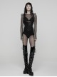 Black Non-Stretch Twill Armor Splicing Design Slim Fit CyberPunk Style Corset