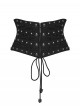 Black Woven Splicing Mesh Personalized Waist-Cinching Design Metal Rivets Punk Style Corset