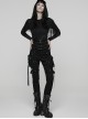 Black Woven Splicing Mesh Personalized Waist-Cinching Design Metal Rivets Punk Style Corset