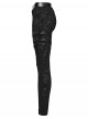 Black Stretch Knit Sides Layering Decorative Straps With Buckles Decadent Punk Style Leggings