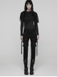 Black Stretch Twill Splicing Mesh Detachable 3D Leg Pockets Punk Style Leggings