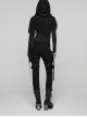 Black Stretch Twill Splicing Mesh Detachable 3D Leg Pockets Punk Style Leggings