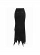 Black Twill Front Short Long Back Broken Holes Mesh Rivet Fishtail Punk Half Skirt
