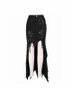 Black Twill Front Short Long Back Broken Holes Mesh Rivet Fishtail Punk Half Skirt