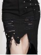 Black Twill Front Short Long Back Broken Holes Mesh Rivet Fishtail Punk Half Skirt