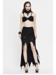 Black Twill Front Short Long Back Broken Holes Mesh Rivet Fishtail Punk Half Skirt