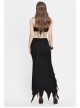 Black Twill Front Short Long Back Broken Holes Mesh Rivet Fishtail Punk Half Skirt