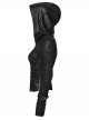 Black Stretch Ragged Knit Slim Fit Cuffs Buckle Loops Long Sleeves Hoodie Decadent Punk Style T-Shirt