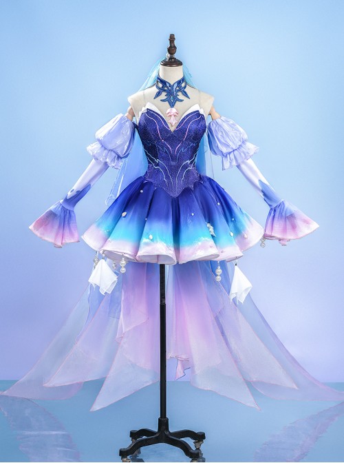 Game Honor Of Kings Wang Zhao Jun Skin Long Night Rebirth Halloween Cosplay Costume Set