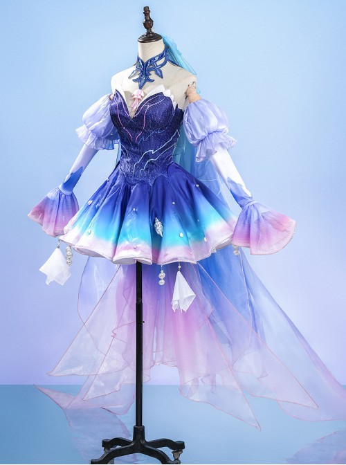 Game Honor Of Kings Wang Zhao Jun Skin Long Night Rebirth Halloween Cosplay Costume Set