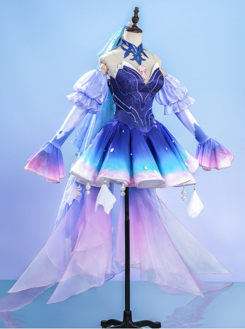 Game Honor Of Kings Wang Zhao Jun Skin Long Night Rebirth Halloween Cosplay Costume Set