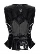 Black Shiny Patent Leather Hollow Star Zipper Pendant V Neck Slim Fit Darkness Gothic Style Vest