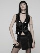 Black Shiny Patent Leather Hollow Star Zipper Pendant V Neck Slim Fit Darkness Gothic Style Vest