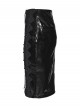 Black Glossy Patent Leather Splicing Mesh Sides Hollow Lace Gothic Style Skirt