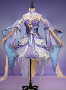 Game Honor Of Kings Xi Shi Skin Wandering Dragon Violet Flower Halloween Cosplay Costume Set Without Dragon Horns