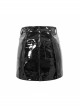 Stretchy Glazed Leather Lace-Up Zipper Black Tight Punk Short Skirt