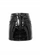 Stretchy Glazed Leather Lace-Up Zipper Black Tight Punk Short Skirt