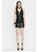 Stretchy Glazed Leather Lace-Up Zipper Black Tight Punk Short Skirt