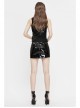 Stretchy Glazed Leather Lace-Up Zipper Black Tight Punk Short Skirt