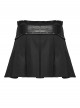 Black Splicing Twill Metal Ornaments Side Zipper Punk Style Pleated A-Line Mini Skirt