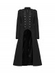 Black Double-Breasted Ram Head Skull Rivets Jacquard Woolen Stand Collar Large A-Line Hem Gothic Style Long Coat