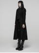 Black Double-Breasted Ram Head Skull Rivets Jacquard Woolen Stand Collar Large A-Line Hem Gothic Style Long Coat