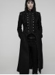 Black Double-Breasted Ram Head Skull Rivets Jacquard Woolen Stand Collar Large A-Line Hem Gothic Style Long Coat