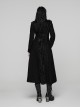 Black Double-Breasted Ram Head Skull Rivets Jacquard Woolen Stand Collar Large A-Line Hem Gothic Style Long Coat