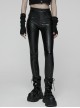 Black Stripe Stretch Rubberized Knitted Simple Skinny Gothic Style Leggings