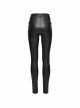 Black Stripe Stretch Rubberized Knitted Simple Skinny Gothic Style Leggings