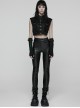 Black Stripe Stretch Rubberized Knitted Simple Skinny Gothic Style Leggings