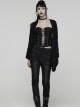 Black Ragged Stretch Knit Wide Sleeves Simple Loose Decadent Punk Style Cardigan