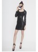 Black Circuit Board Pattern Printed Fake Girdle Lace-Up Long Sleeve Punk Tight Dress