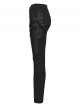 Black Twill Splicing Leather-Like 3D Unique Lines Design Cool Techwear Punk Style Trousers