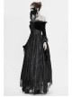 Off-Shoulder Fur Collar False Belt Back Lace-Up Lace Hem Black Gothic Formal Dress