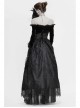 Off-Shoulder Fur Collar False Belt Back Lace-Up Lace Hem Black Gothic Formal Dress