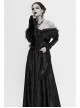 Off-Shoulder Fur Collar False Belt Back Lace-Up Lace Hem Black Gothic Formal Dress