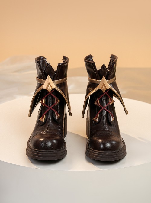 Game Genshin Impact Linnea Halloween Cosplay Accessories Brown Shoes
