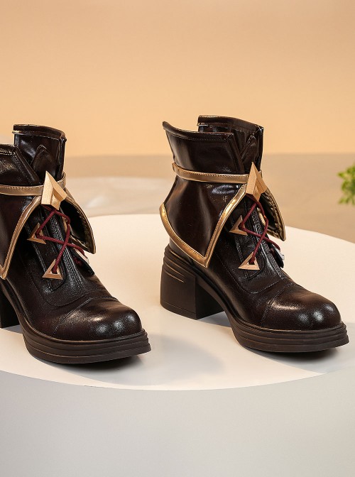 Game Genshin Impact Linnea Halloween Cosplay Accessories Brown Shoes