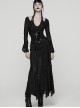 Black Shiny Patent Leather Sides Symmetrical Lace Cross Bat Pendant Zipper Gothic Style Corset