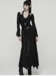 Black Shiny Patent Leather Sides Symmetrical Lace Cross Bat Pendant Zipper Gothic Style Corset