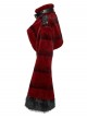 Red Ultra-Soft Artificial Fur Striped Texture Windproof Stand Collar Loose Long Sleeves Black Fur Trims Cuff Punk Style Super Short Coat