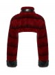 Red Ultra-Soft Artificial Fur Striped Texture Windproof Stand Collar Loose Long Sleeves Black Fur Trims Cuff Punk Style Super Short Coat