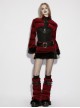 Red Ultra-Soft Artificial Fur Striped Texture Windproof Stand Collar Loose Long Sleeves Black Fur Trims Cuff Punk Style Super Short Coat