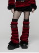 Red Ultra-Soft Artificial Fur Striped Texture Double Loops Design Fur Black Trims Hem Punk Style Leg Warmers