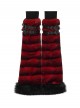 Red Ultra-Soft Artificial Fur Striped Texture Double Loops Design Fur Black Trims Hem Punk Style Leg Warmers
