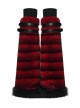 Red Ultra-Soft Artificial Fur Striped Texture Double Loops Design Fur Black Trims Hem Punk Style Leg Warmers
